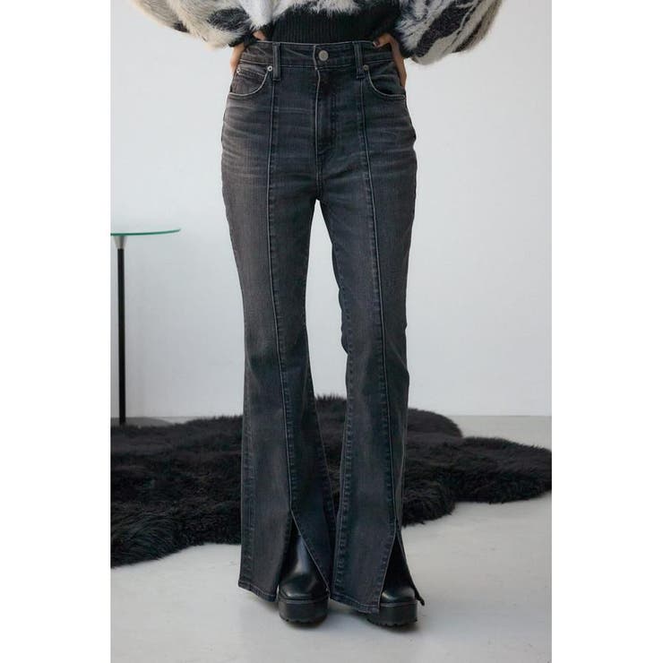 L/BLK1 | AZUL DENIM センターステッチスリットフレアデニム | AZUL BY MOUSSY