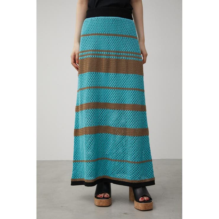 MULTI BORDER MESH KNIT SKIRT | AZUL BY MOUSSY | 詳細画像5 