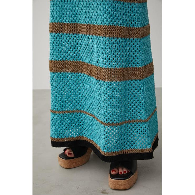 MULTI BORDER MESH KNIT SKIRT | AZUL BY MOUSSY | 詳細画像10 