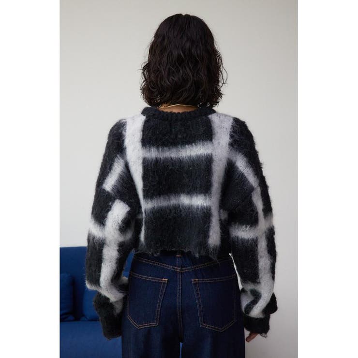 チェックパターンクロップドシャギーニット | AZUL BY MOUSSY | 詳細画像7 
