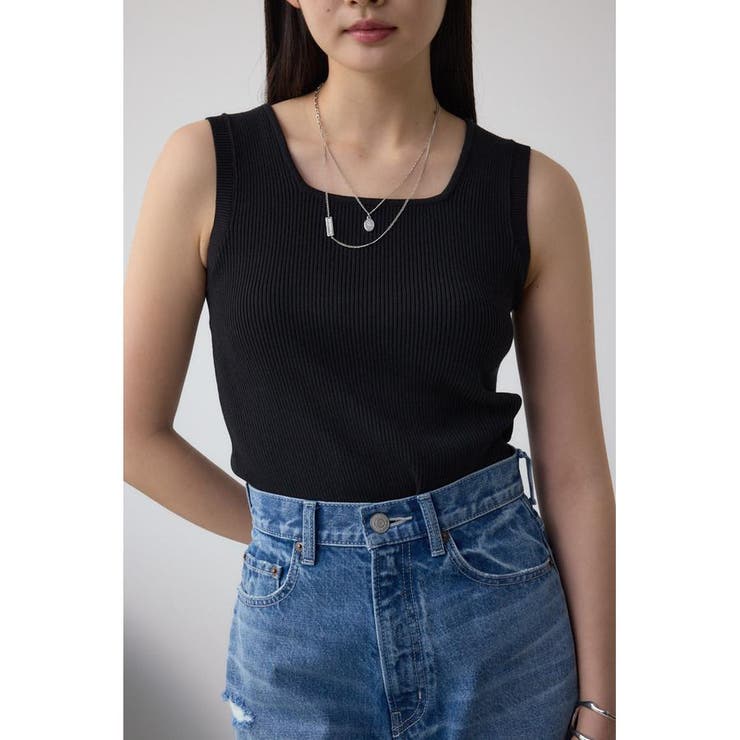 BLK | スクエアネックリブタンクトップ | AZUL BY MOUSSY