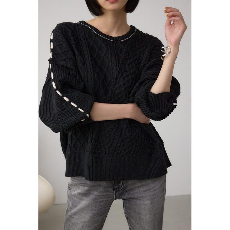 ステッチデザインケーブルニット | AZUL BY MOUSSY | 詳細画像14 