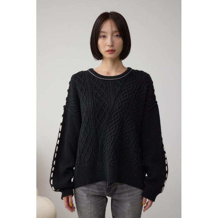 ステッチデザインケーブルニット | AZUL BY MOUSSY | 詳細画像18 