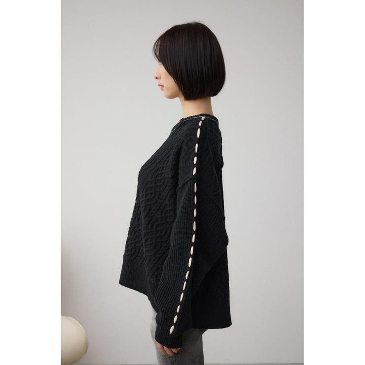 ステッチデザインケーブルニット | AZUL BY MOUSSY | 詳細画像19 