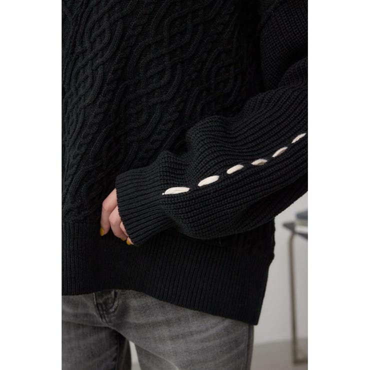 ステッチデザインケーブルニット | AZUL BY MOUSSY | 詳細画像23 