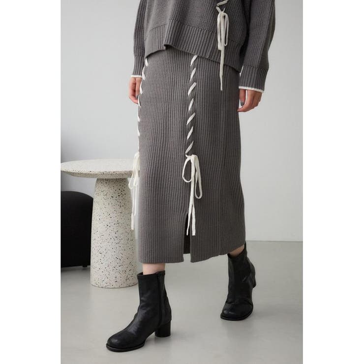 GRY | ステッチデザインリブスカート | AZUL BY MOUSSY