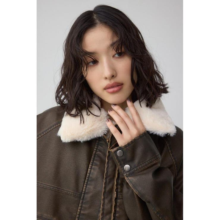 ビンテージフェイクレザーシングルブルゾン[品番：AZLW0023839]｜AZUL