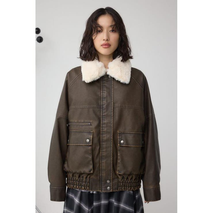 ビンテージフェイクレザーシングルブルゾン[品番：AZLW0023839]｜AZUL