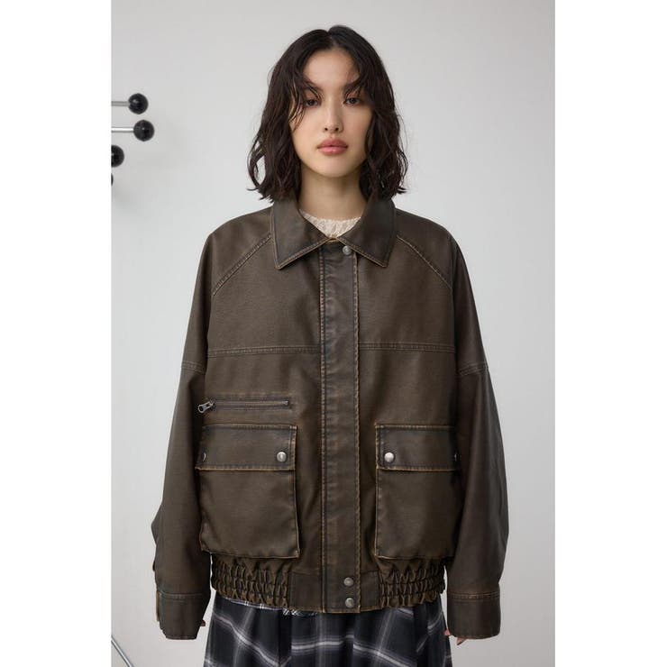 ビンテージフェイクレザーシングルブルゾン[品番：AZLW0023839]｜AZUL