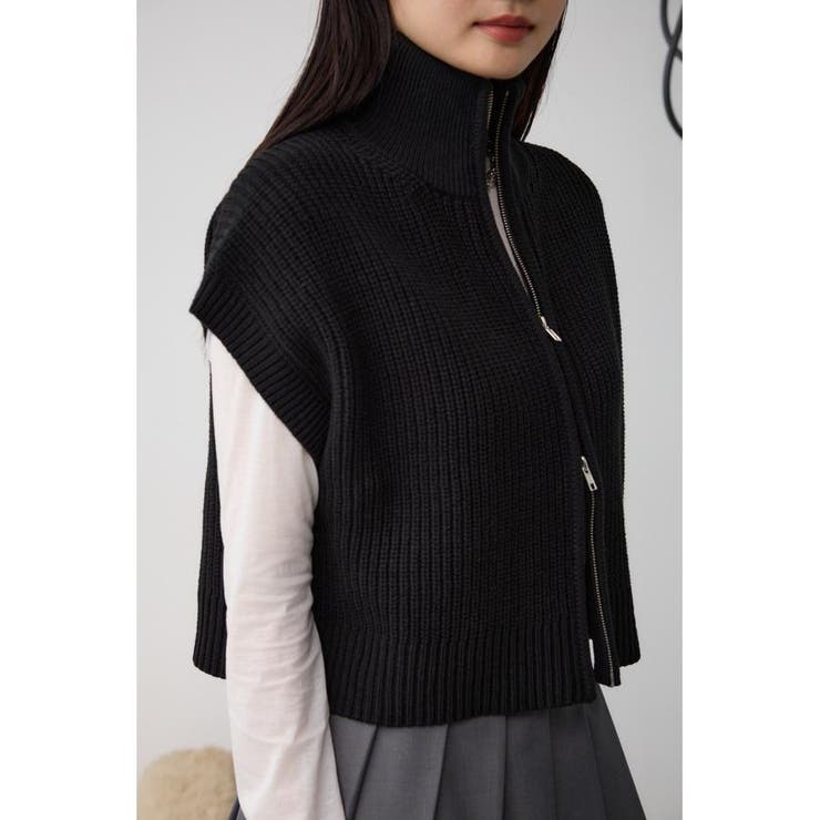 BLK | ジップアップニットベスト | AZUL BY MOUSSY
