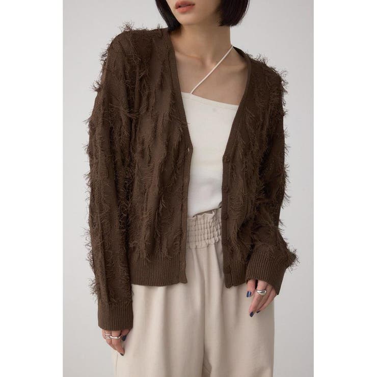 BRN | ランダムフリンジニットカーディガン | AZUL BY MOUSSY