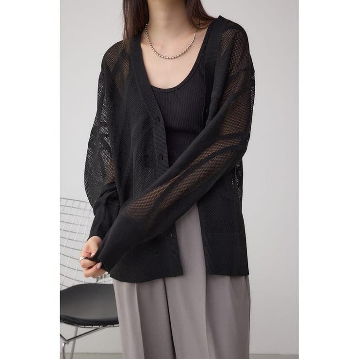 BLK | スカシガラニットカーデ | AZUL BY MOUSSY