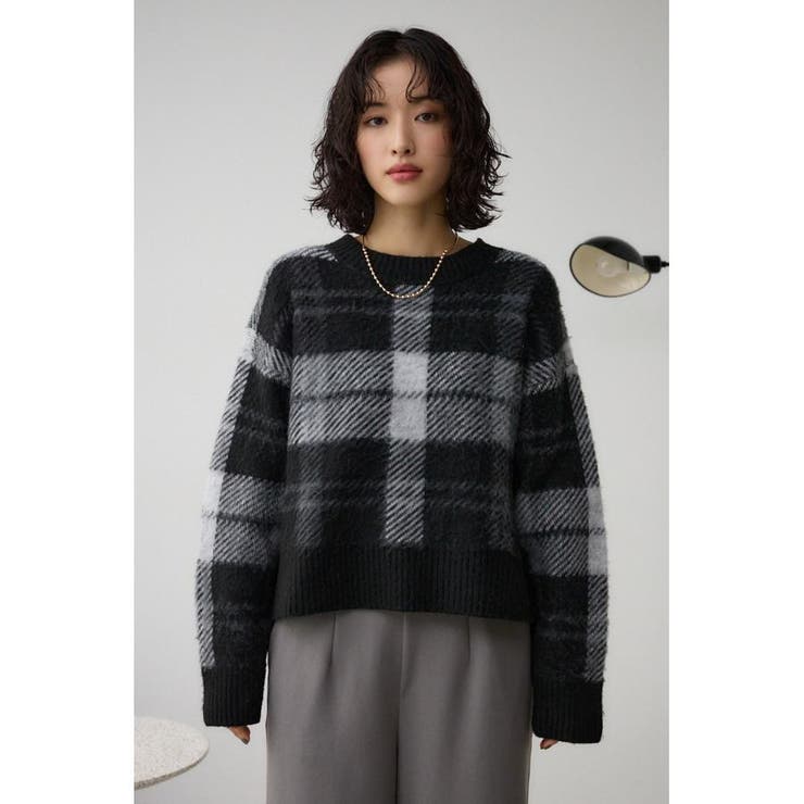 ビッグチェックニット[品番：AZLW0022925]｜AZUL BY MOUSSY（アズール
