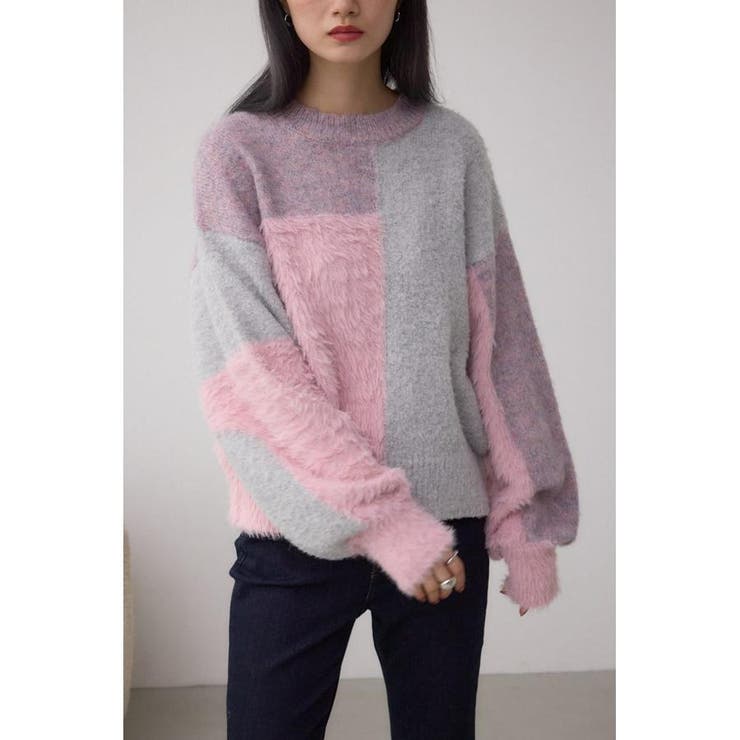 柄PNK5 | コンビネーションバイカラーニット | AZUL BY MOUSSY