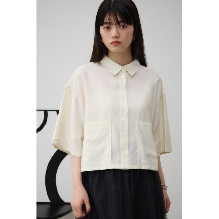 ワイドスリーブ五分袖ツイルシャツ | AZUL BY MOUSSY | 詳細画像2 