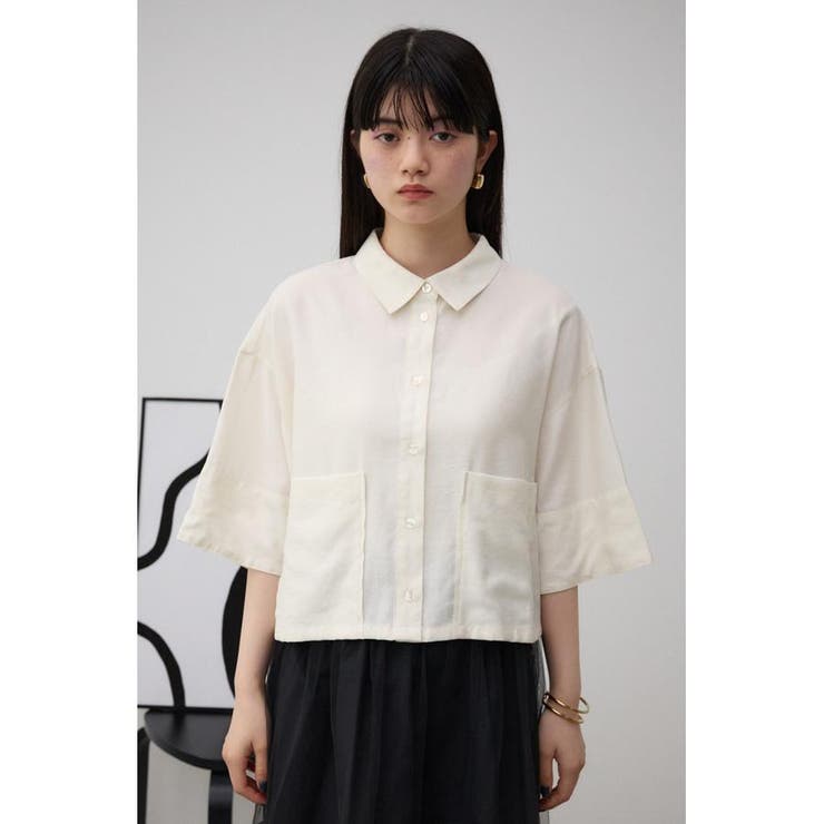 ワイドスリーブ五分袖ツイルシャツ | AZUL BY MOUSSY | 詳細画像4 