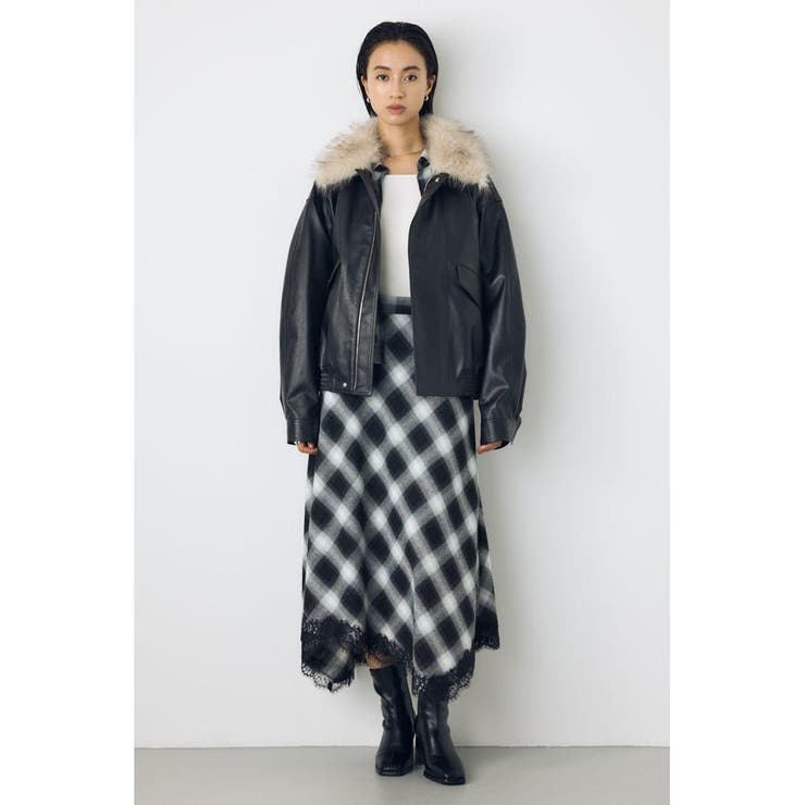 フェイクレザー/スエード2WAYファー付ブルゾン | AZUL BY MOUSSY | 詳細画像11 
