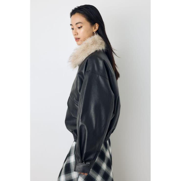 フェイクレザー/スエード2WAYファー付ブルゾン | AZUL BY MOUSSY | 詳細画像9 