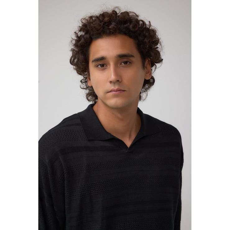 編地変化長袖ニットポロ | AZUL BY MOUSSY | 詳細画像14 