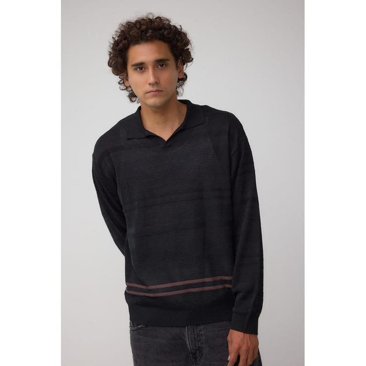 編地変化長袖ニットポロ | AZUL BY MOUSSY | 詳細画像15 