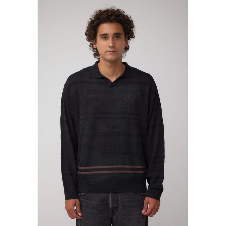 編地変化長袖ニットポロ | AZUL BY MOUSSY | 詳細画像17 