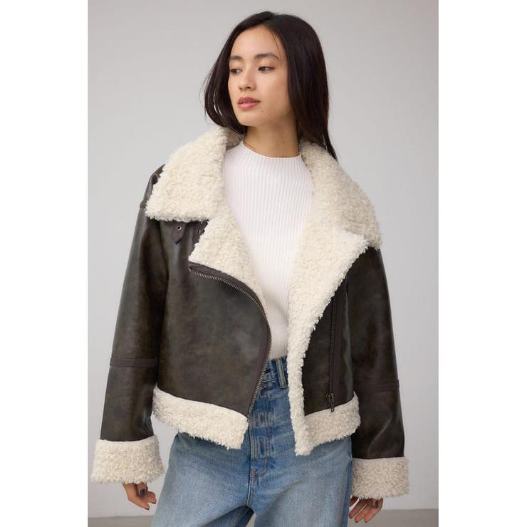 フェイクレザー/スエード フェイクムートンジャケット[品番