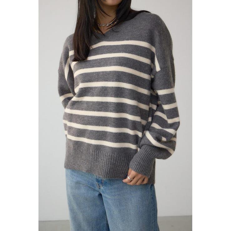 柄GRY5 | Vネックアソートカラーニットプルオーバー | AZUL BY MOUSSY