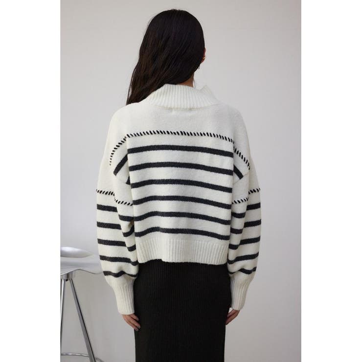 【美品】Plan C プランシー ハイネック ボーダー トップス ハイネックボーダーニットトップス[品番：AZLW0021503]｜AZUL BY