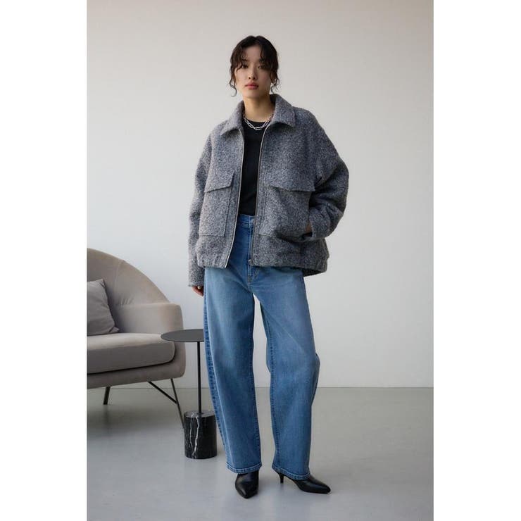 AMBIENT♡ウールブークレジャケット♡ブラックミックス♡完売品♡アンビエント ブークレビッグポケットコート[品番：AZLW0023030]｜AZUL BY MOUSSY