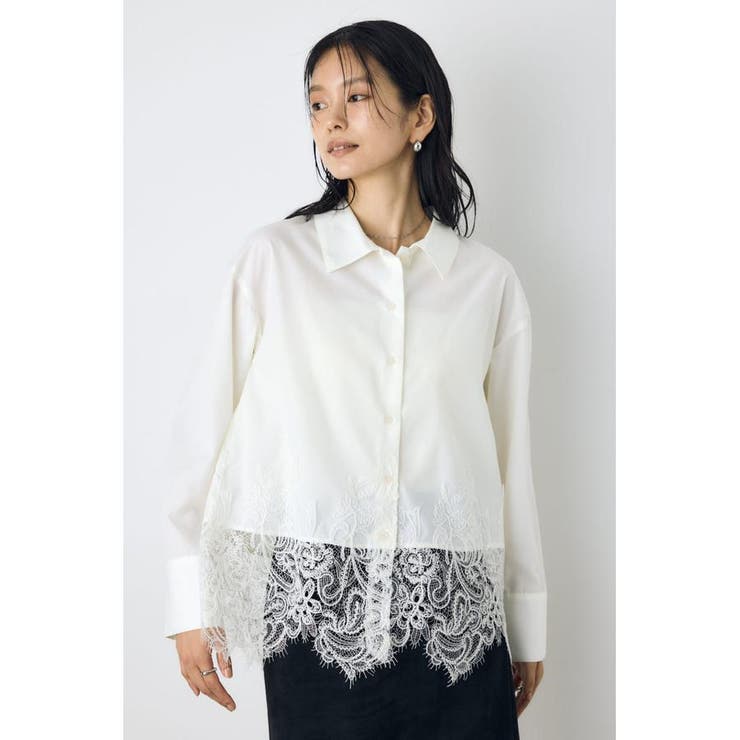 O/WHT1 | レースドッキングシャツ | AZUL BY MOUSSY