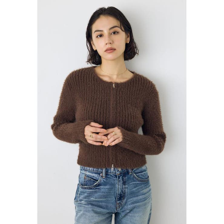 ダブルジップシャギーニットカーディガン | AZUL BY MOUSSY | 詳細画像22 
