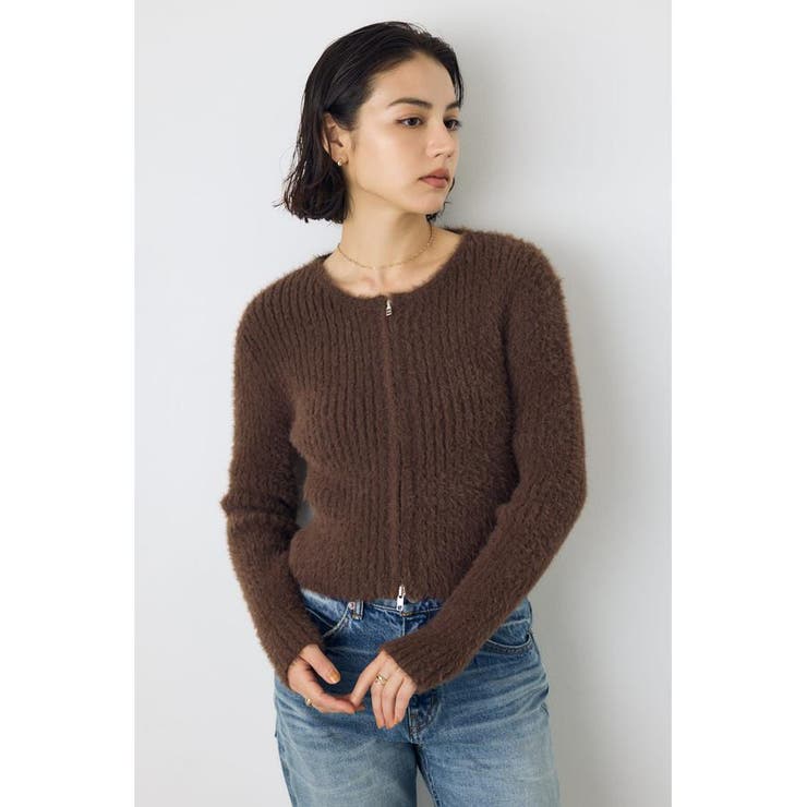 ダブルジップシャギーニットカーディガン | AZUL BY MOUSSY | 詳細画像23 