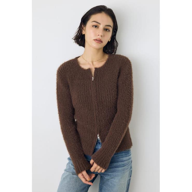 ダブルジップシャギーニットカーディガン | AZUL BY MOUSSY | 詳細画像12 