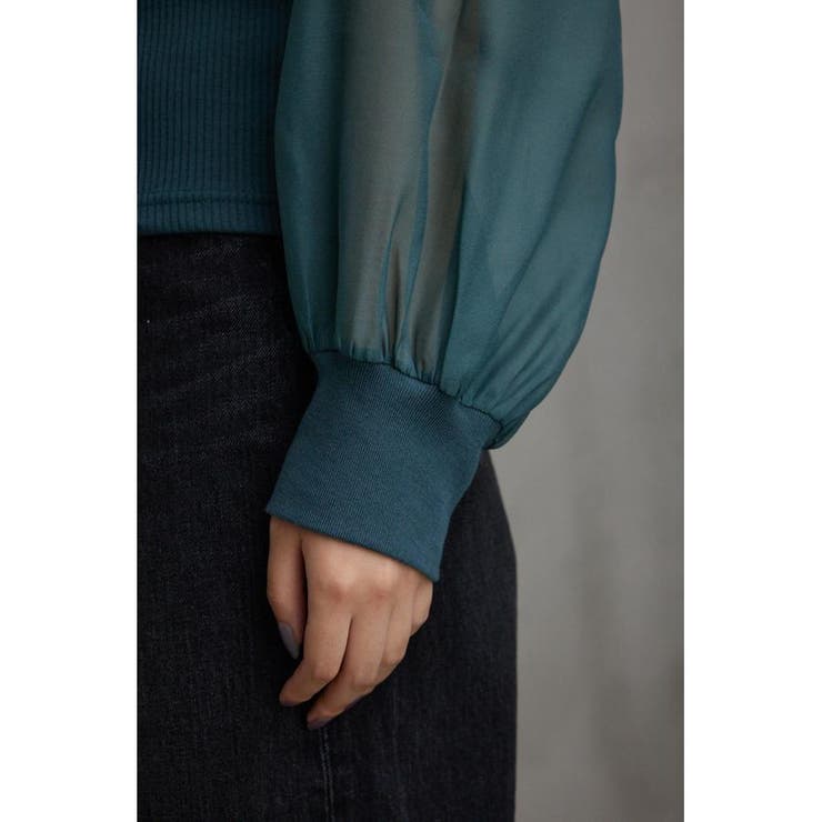袖シアー袖リブトップス | AZUL BY MOUSSY | 詳細画像30 
