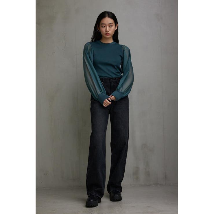袖シアー袖リブトップス | AZUL BY MOUSSY | 詳細画像24 