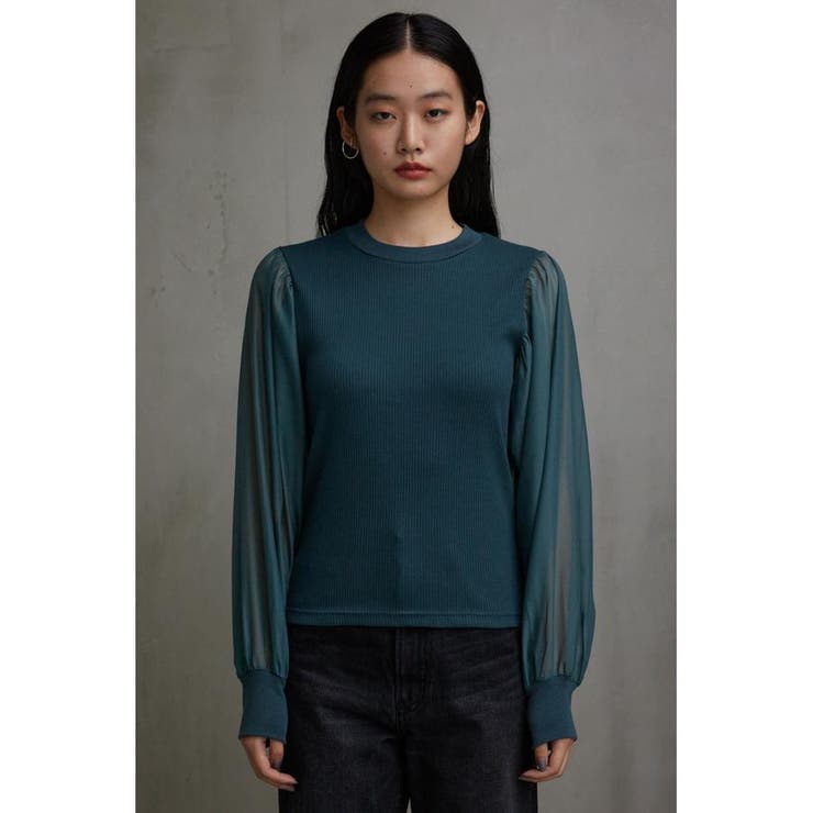 袖シアー袖リブトップス | AZUL BY MOUSSY | 詳細画像25 