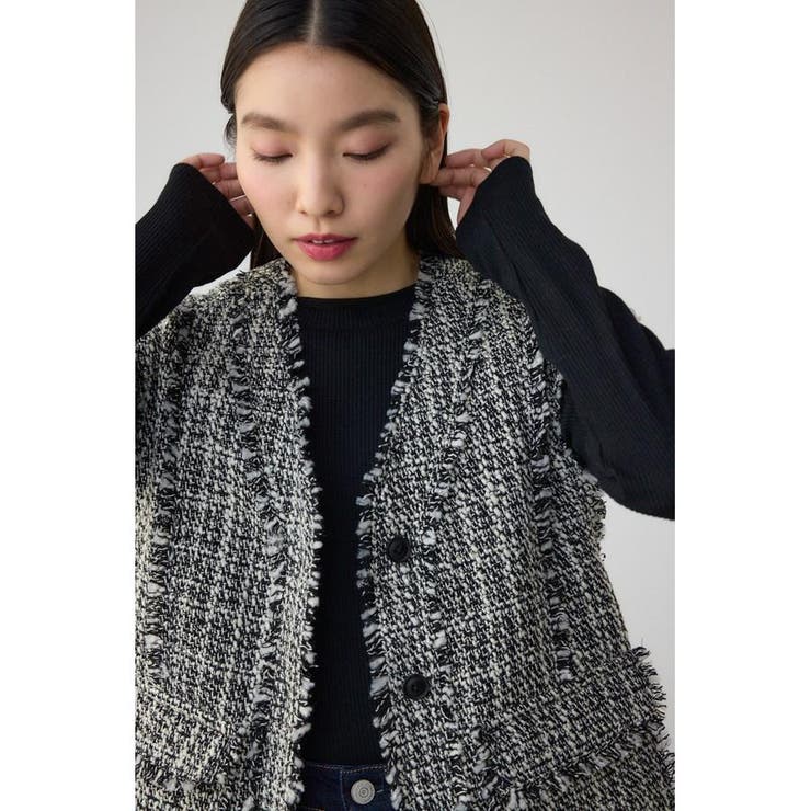 ツイードフリンジベスト | AZUL BY MOUSSY | 詳細画像1 