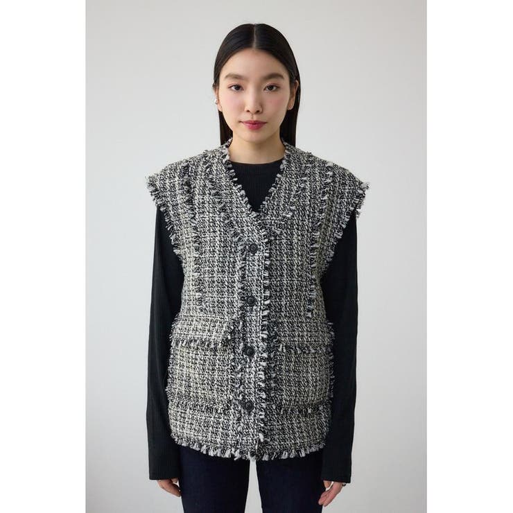 ツイードフリンジベスト | AZUL BY MOUSSY | 詳細画像4 