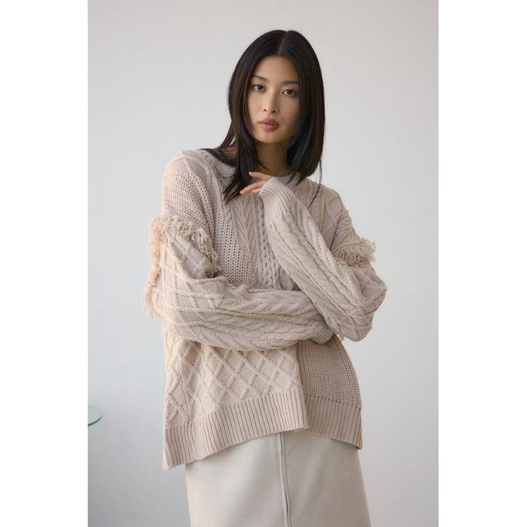 スイッチングフリンジニット | AZUL BY MOUSSY | 詳細画像3 