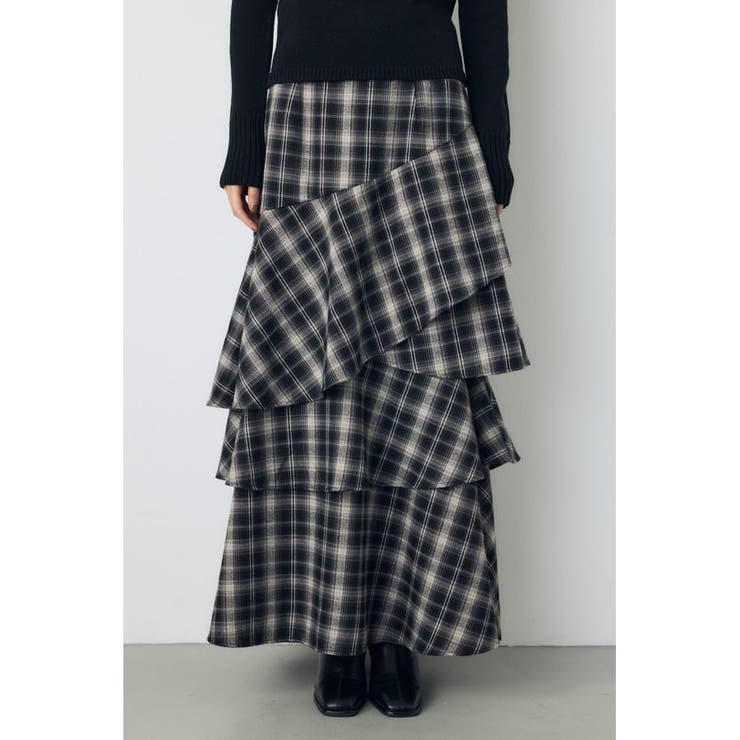 柄BLK5 | アシンメトリーティアードスカート | AZUL BY MOUSSY