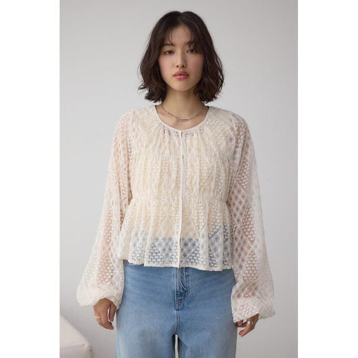 前後2WAY シアージャガードフリルブラウス | AZUL BY MOUSSY | 詳細画像5 