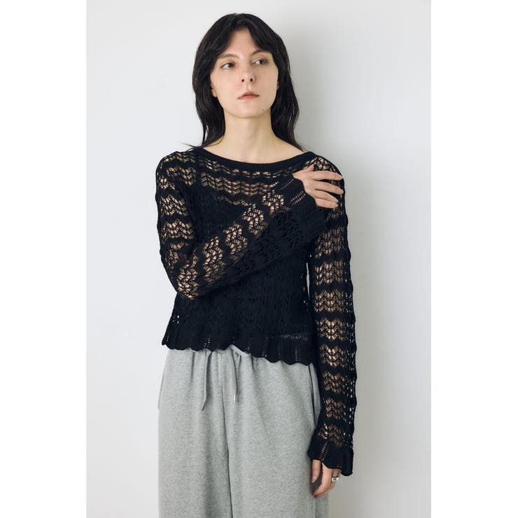 クロシェフレアスリーブニットトップス | AZUL BY MOUSSY | 詳細画像11 