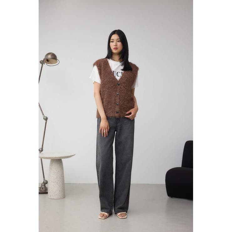 ラメフェザーVネックニットベスト | AZUL BY MOUSSY | 詳細画像22 