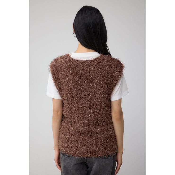 ラメフェザーVネックニットベスト | AZUL BY MOUSSY | 詳細画像25 