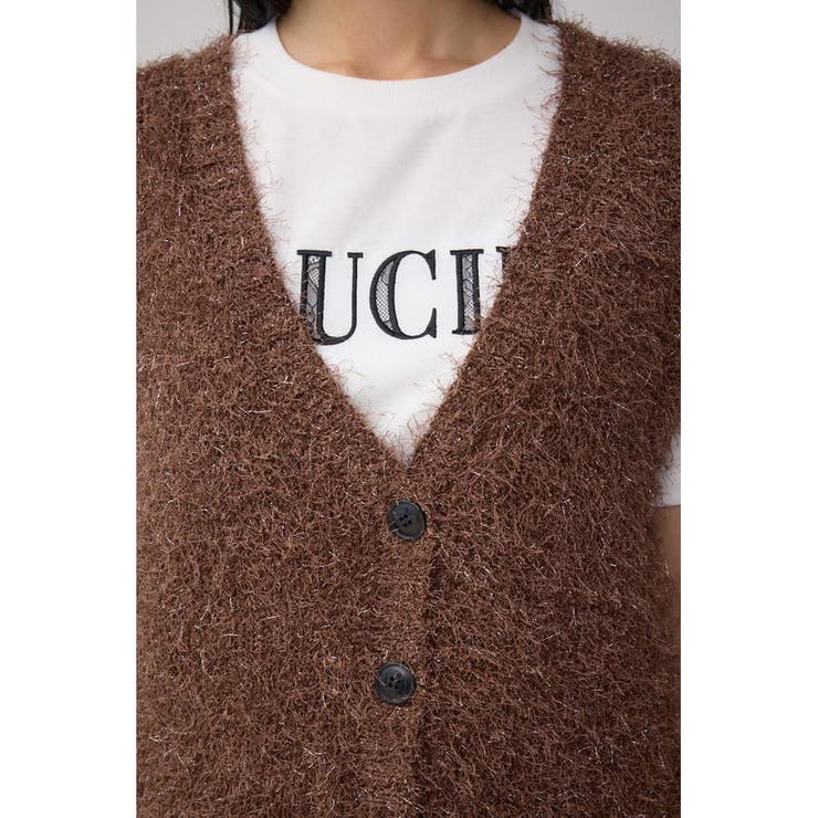 ラメフェザーVネックニットベスト | AZUL BY MOUSSY | 詳細画像26 