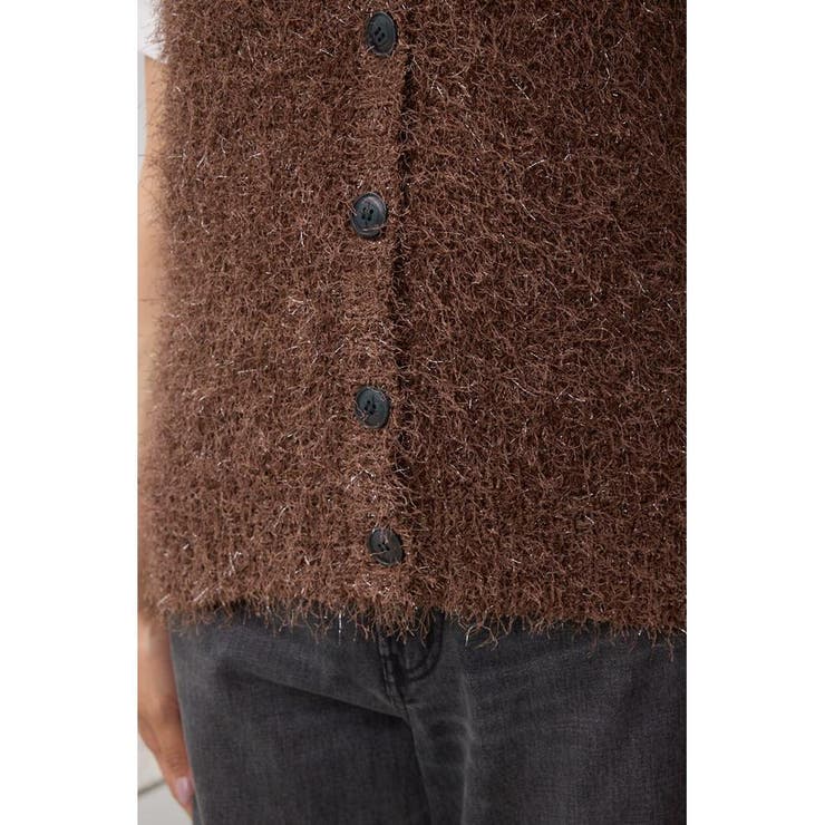 ラメフェザーVネックニットベスト | AZUL BY MOUSSY | 詳細画像28 