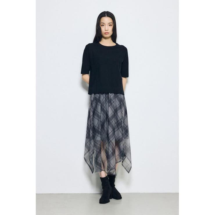 シアーチェックハンカチーフヘムスカート | AZUL BY MOUSSY | 詳細画像4 