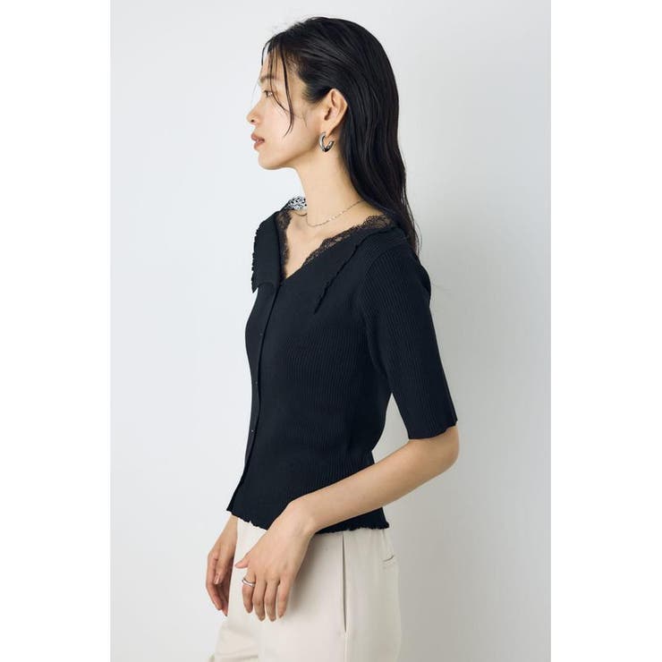 ネックレース5分袖ニットトップス | AZUL BY MOUSSY | 詳細画像3 