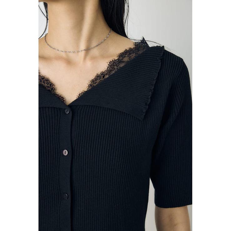 ネックレース5分袖ニットトップス | AZUL BY MOUSSY | 詳細画像6 