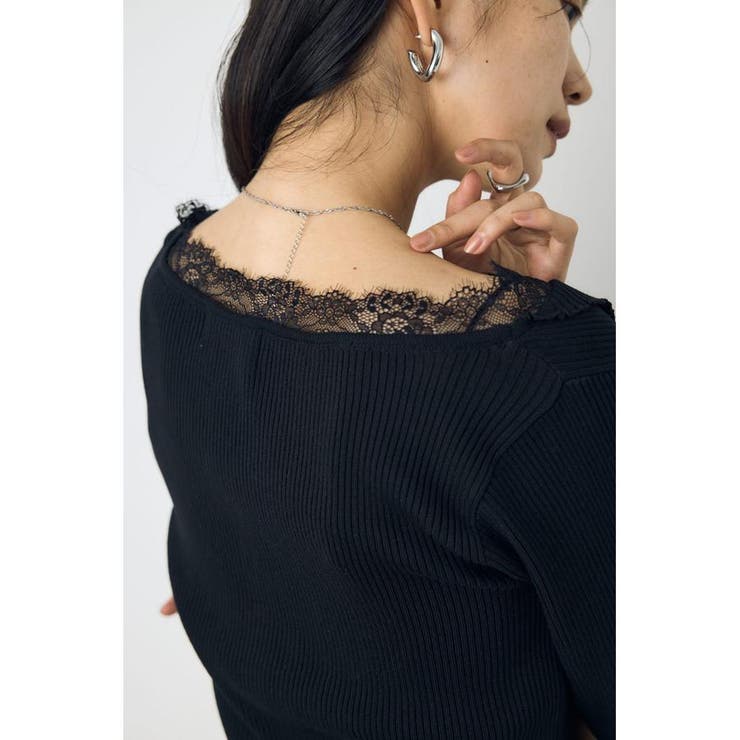 ネックレース5分袖ニットトップス | AZUL BY MOUSSY | 詳細画像7 
